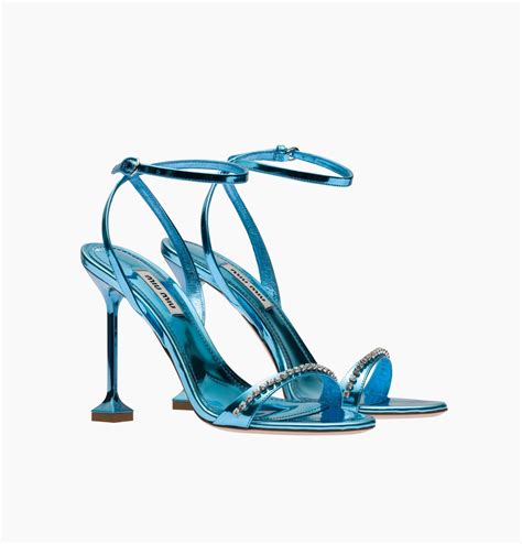 miu miu metallic leather sandals|Metallic leather sandals .